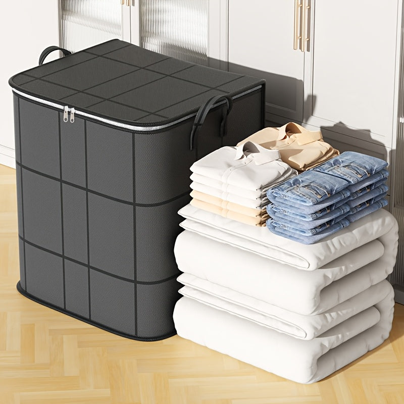Foldable Wardrobe Storage Bag, Large Capacity Storage Box, Household Double Zipper Organizer Bag with Handles for Clothes and Quilts, Suitable for Moving, Travel, Storage Basket, and Under-Bed Storage Bag