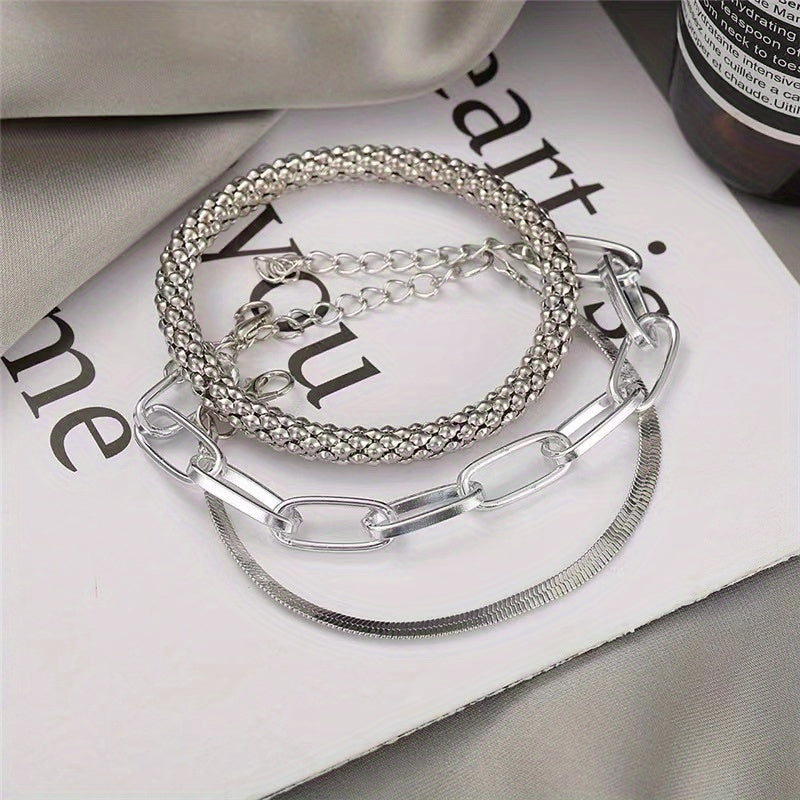 Trendy Multi-layer Snake Bone Chain Bracelet Set