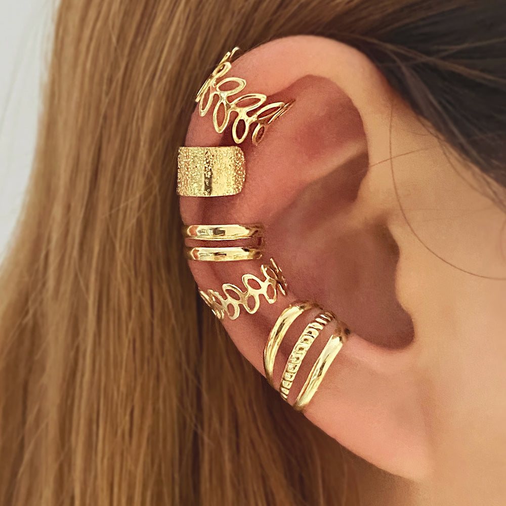 Leaf Hollow Ear Clips 5pcs