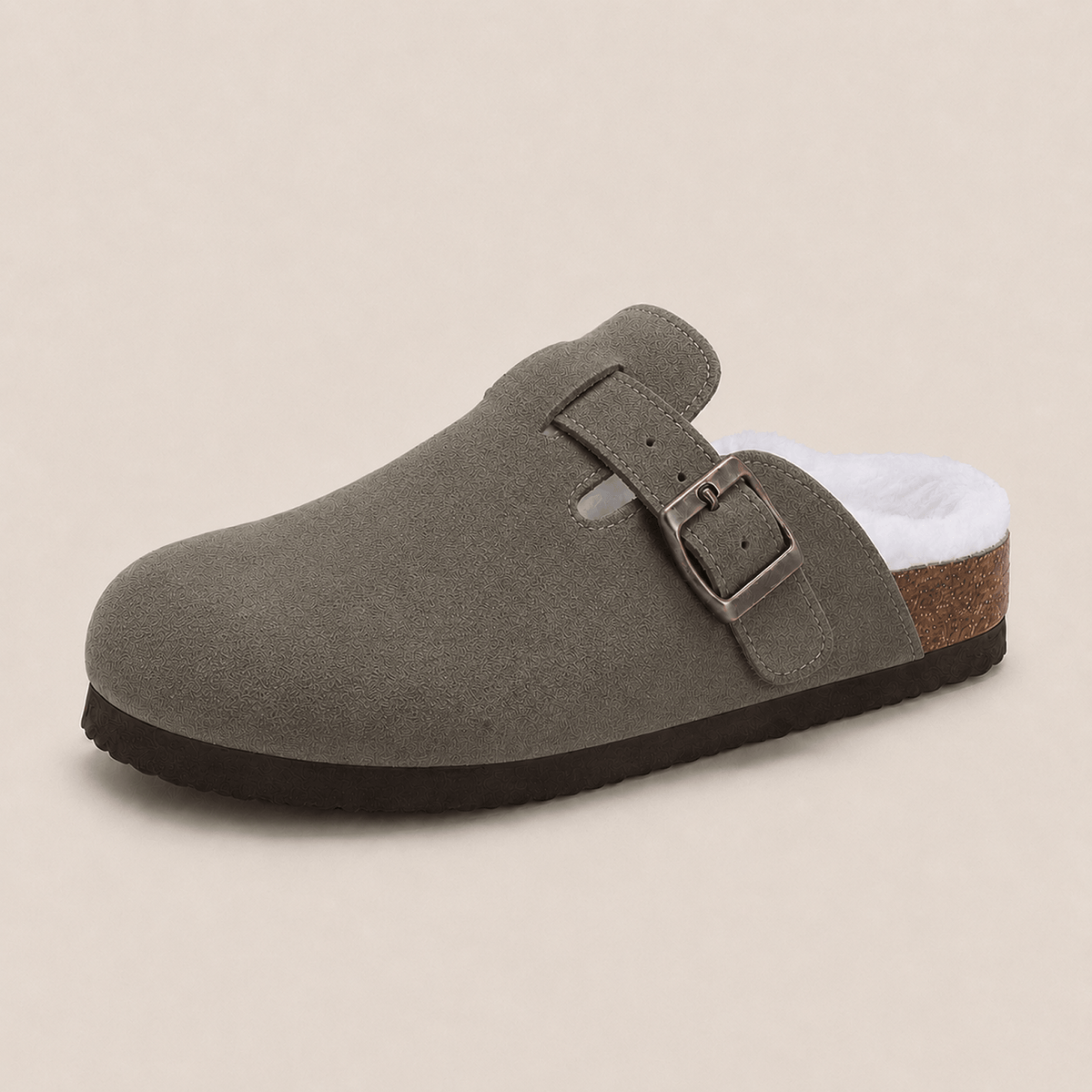 Fur-lined Suede Clogs by Zenvy