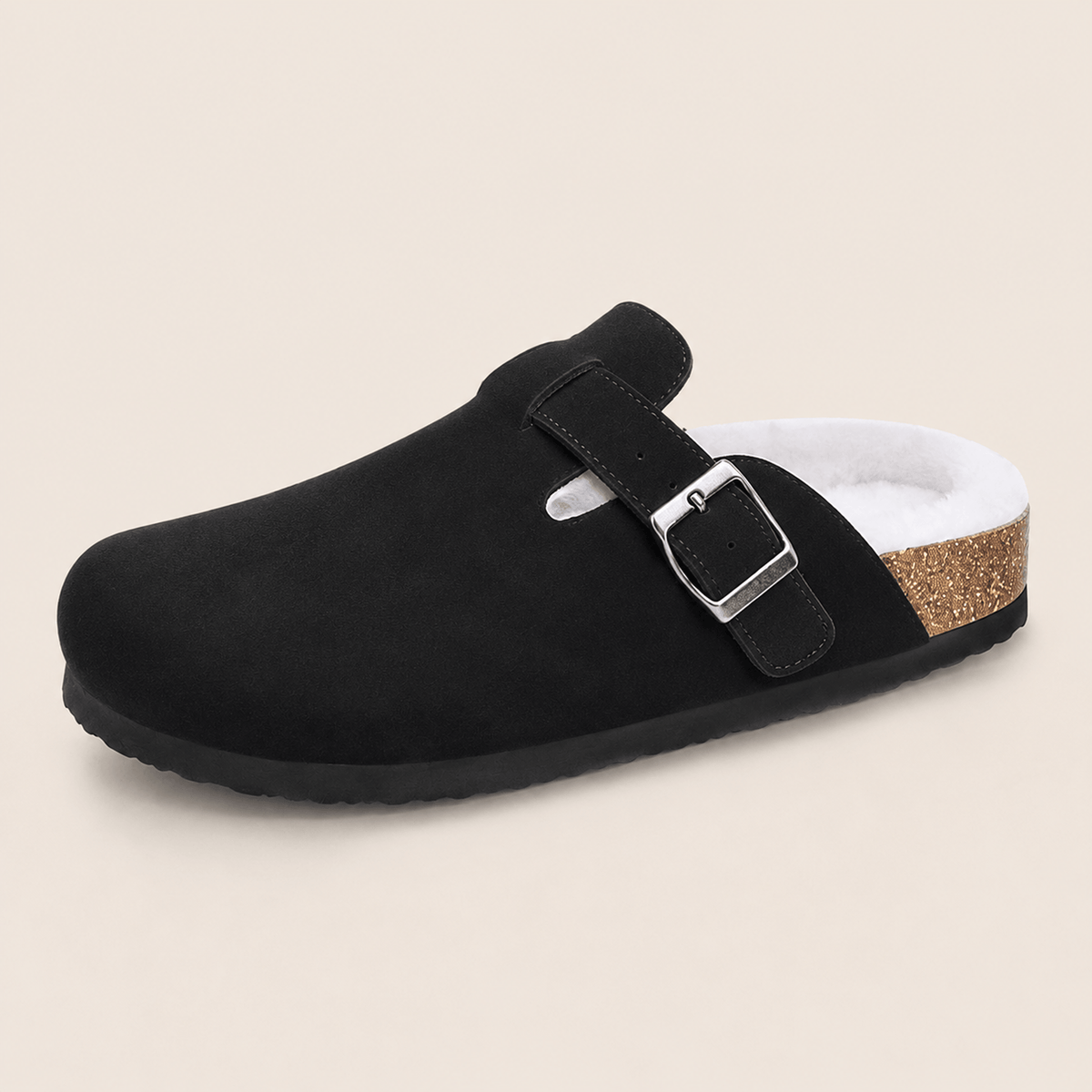Fur-lined Suede Clogs by Zenvy