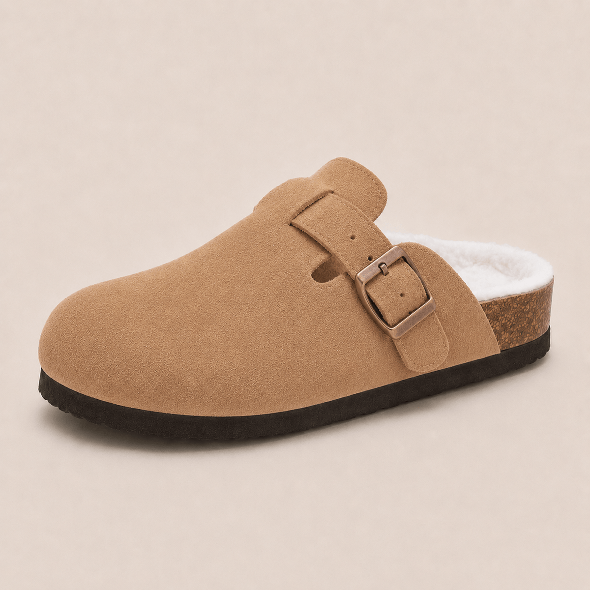Fur-lined Suede Clogs by Zenvy