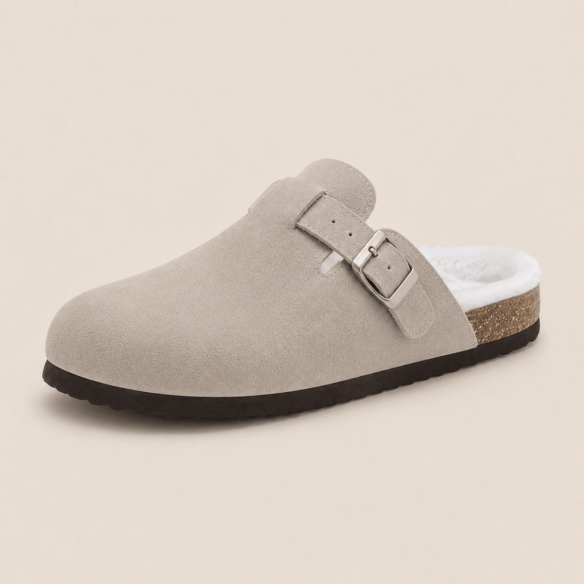 Fur-lined Suede Clogs by Zenvy