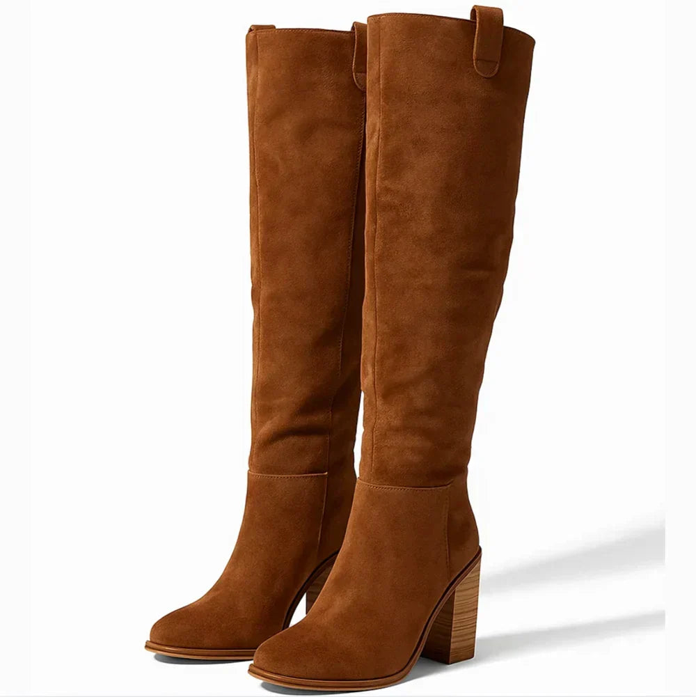SUEVIRA™ | SUEDE BLOCK HEEL BOOTS