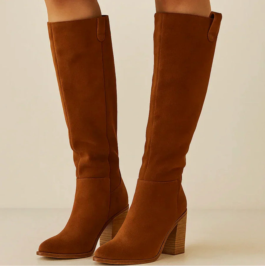 SUEVIRA™ | SUEDE BLOCK HEEL BOOTS
