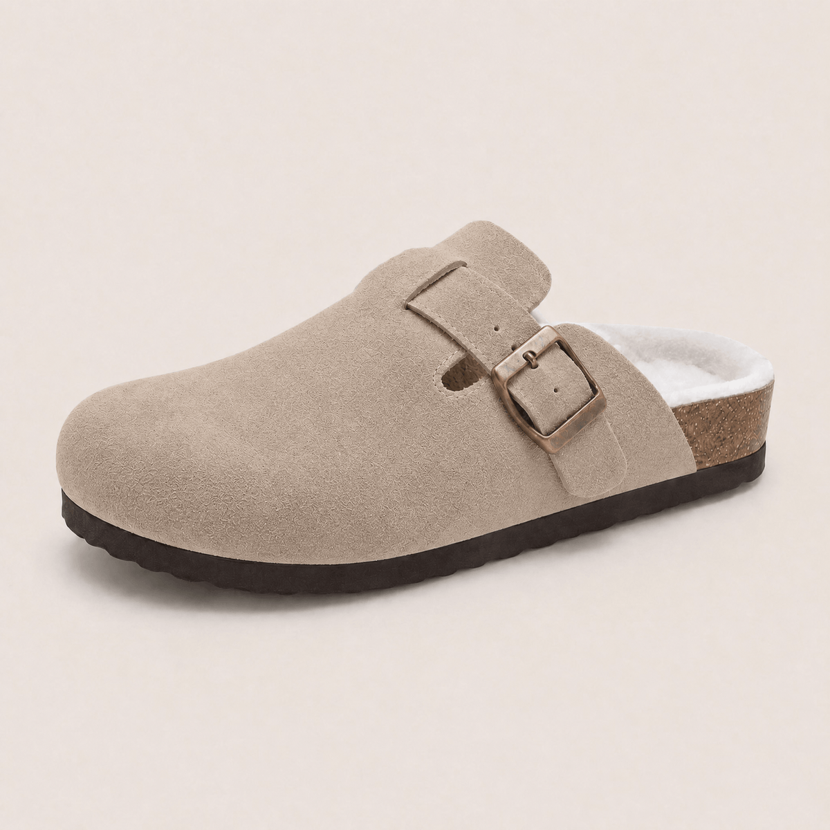 Fur-lined Suede Clogs by Zenvy