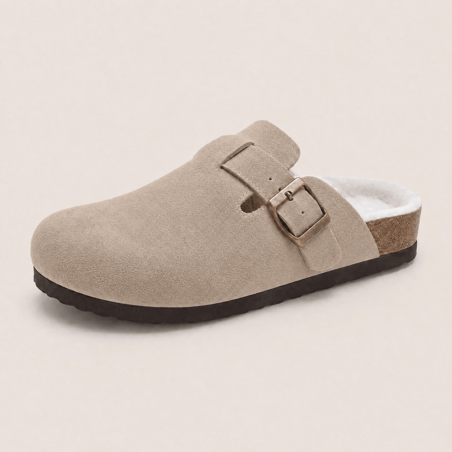 Fur-lined Suede Clogs by Zenvy