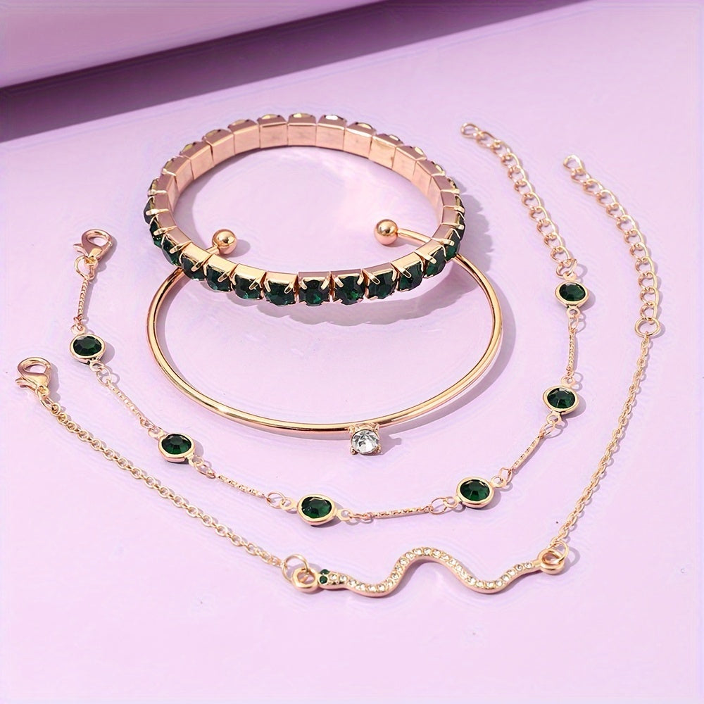 The Emerald Snake Bracelet Set — 4pcs