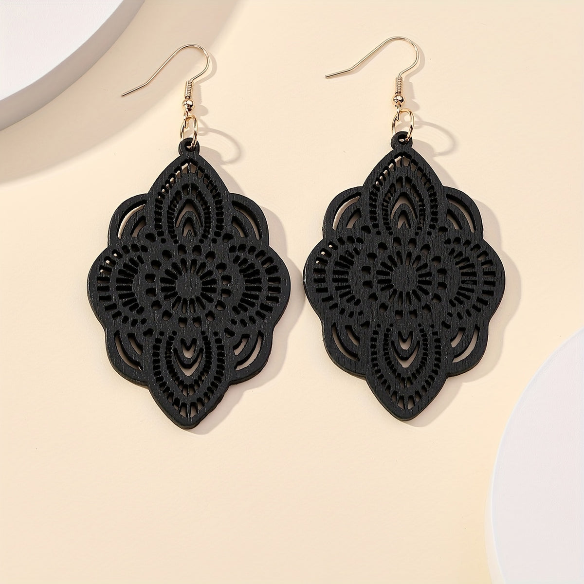 The Lace Wood Pendant Earrings