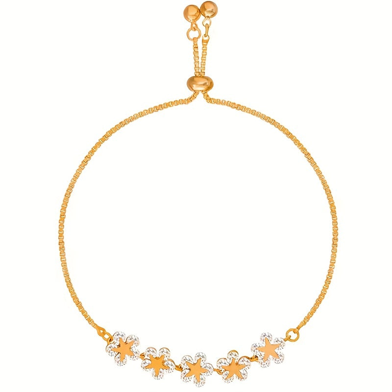 Adjustable Flower Beaded Chain Bracelet