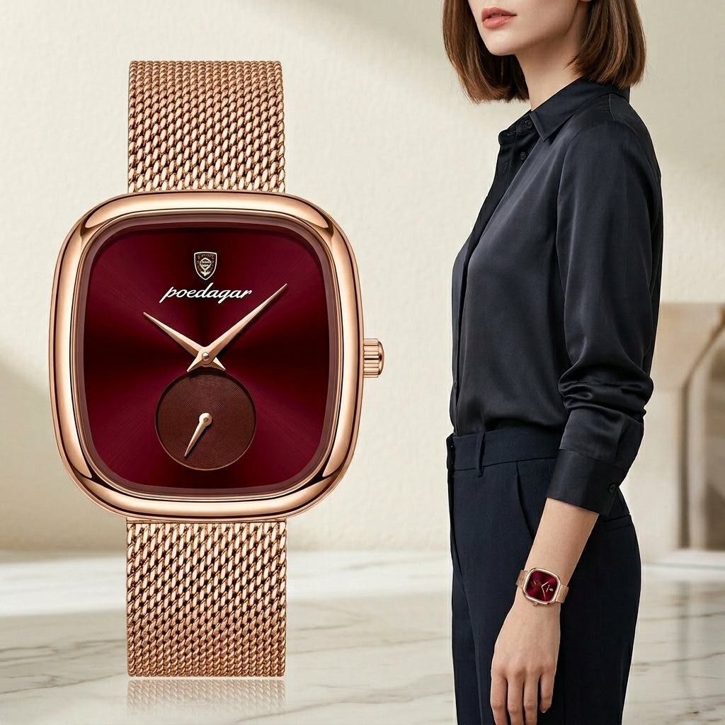 The Zenvy Poedagar Elegant Rose Square Watch