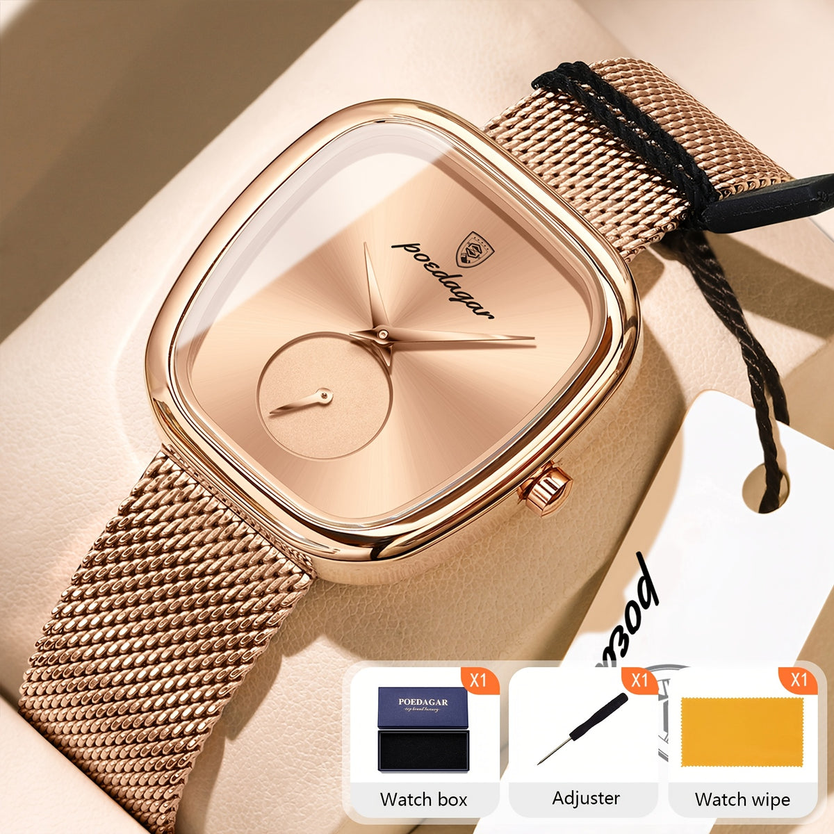 The Zenvy Poedagar Elegant Rose Square Watch