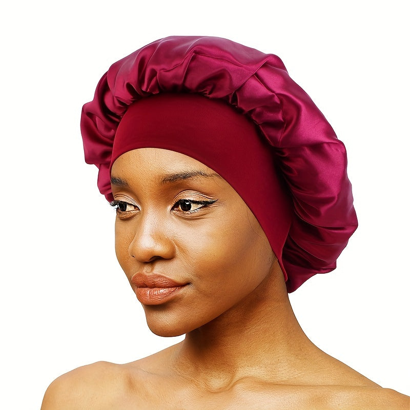 Elastic Band Cap For Brimmed Night Hat Bath Cap Extra Large Satin Silky Bonnet