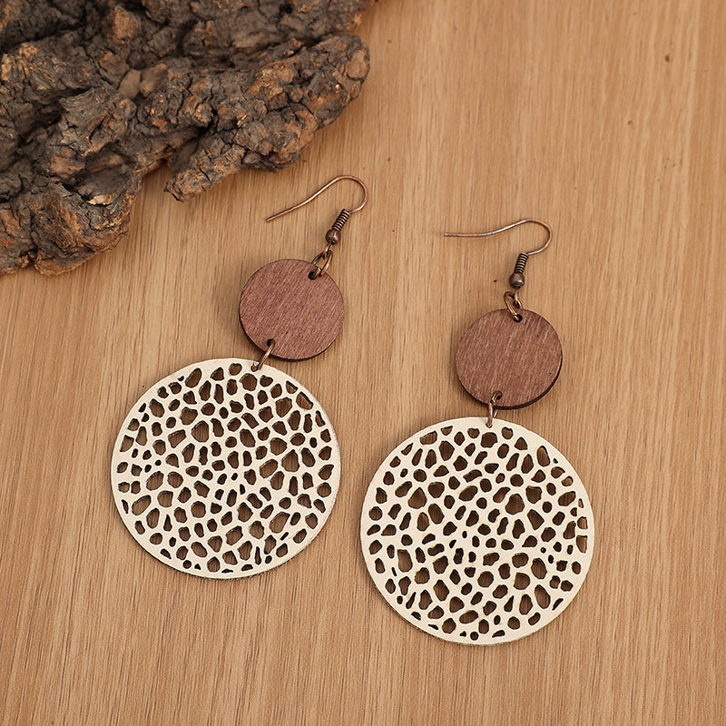 The Wooden Circle Drop Earrings