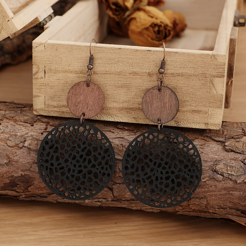 The Wooden Circle Drop Earrings