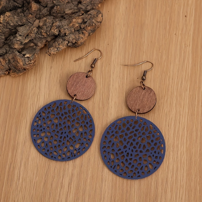 The Wooden Circle Drop Earrings