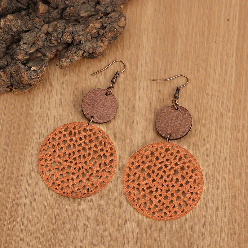 The Wooden Circle Drop Earrings