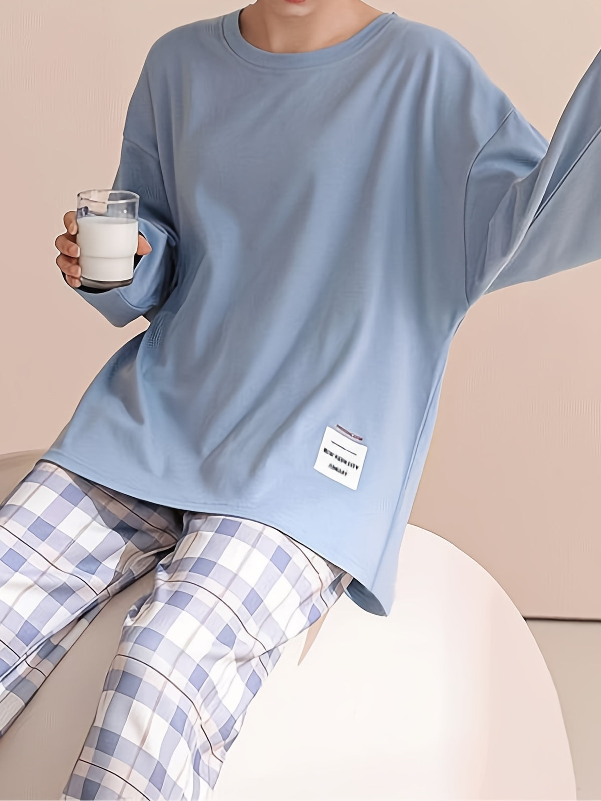 Spring and Autumn Casual Long Sleeve Pajama Set, Comfortable Home Wear Set, Plaid Pajama Set