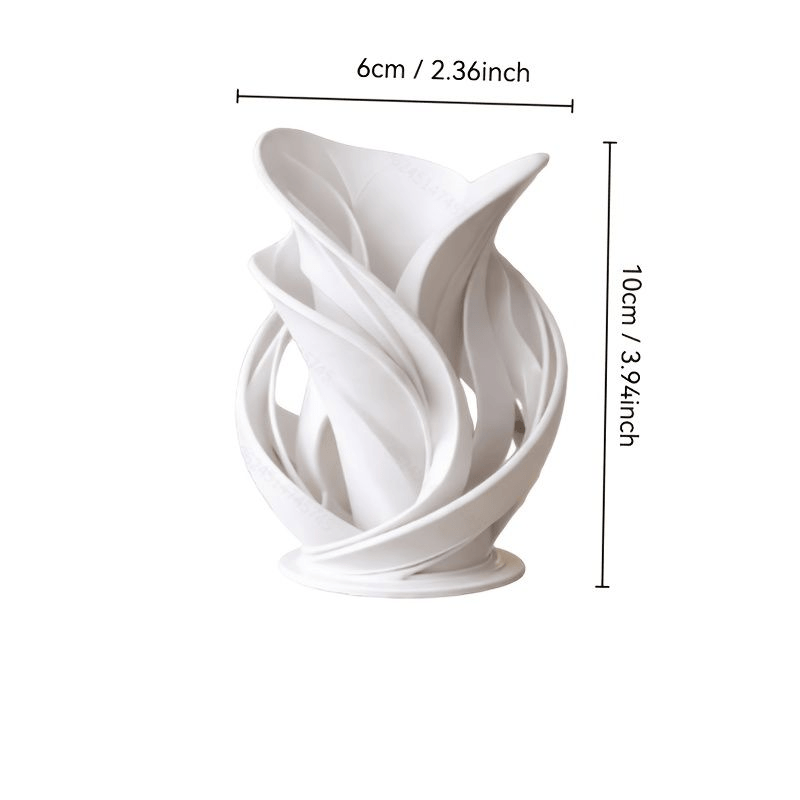 1pc Modern Abstract Twisted White Porcelain Vase, Hollow Wave Sculpture Decorative Vase, Artistic Style Table Centerpiece, Suitable for Home Living Room, Hotel And Office As Decorative Gift
