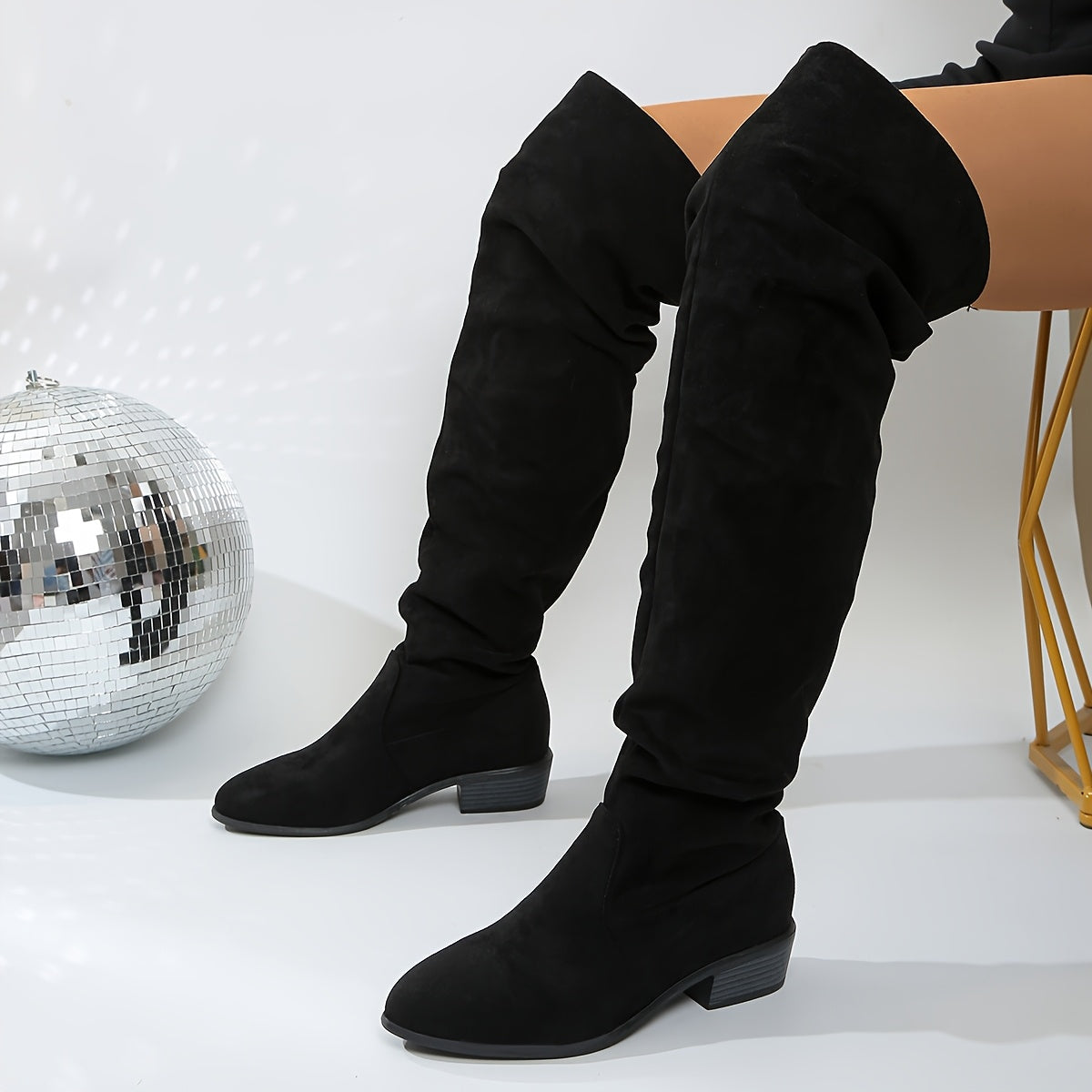 IONE | FASHIONABLE OVER-THE-KNEE BOOTS WITH STACKED HEEL
