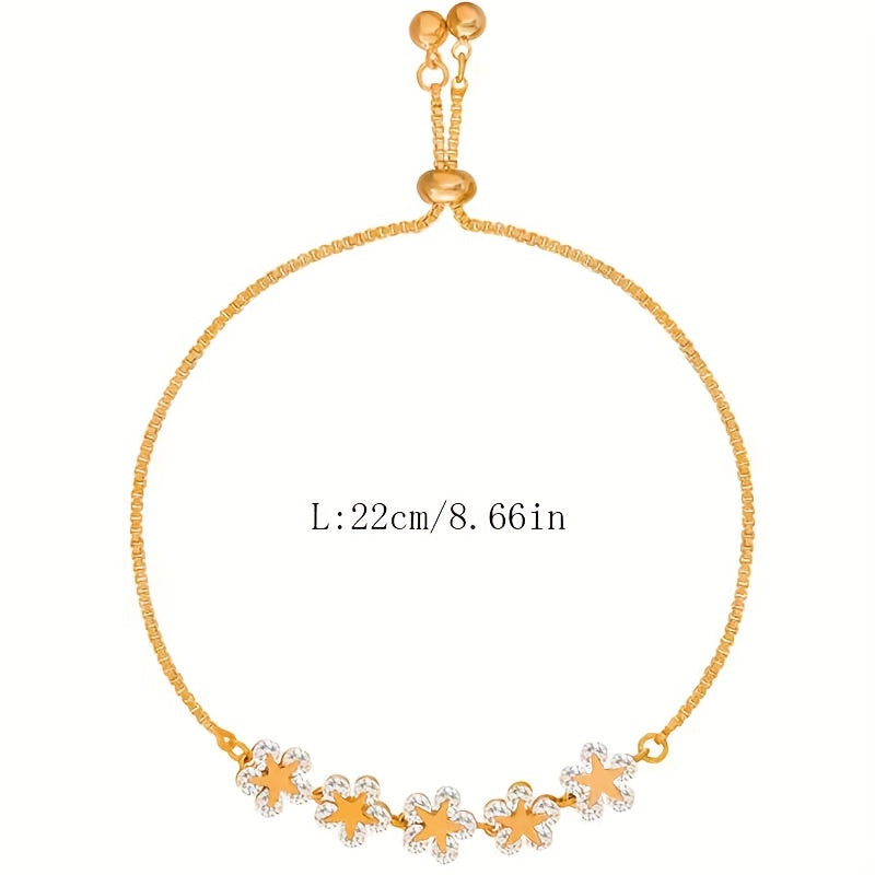 Adjustable Flower Beaded Chain Bracelet