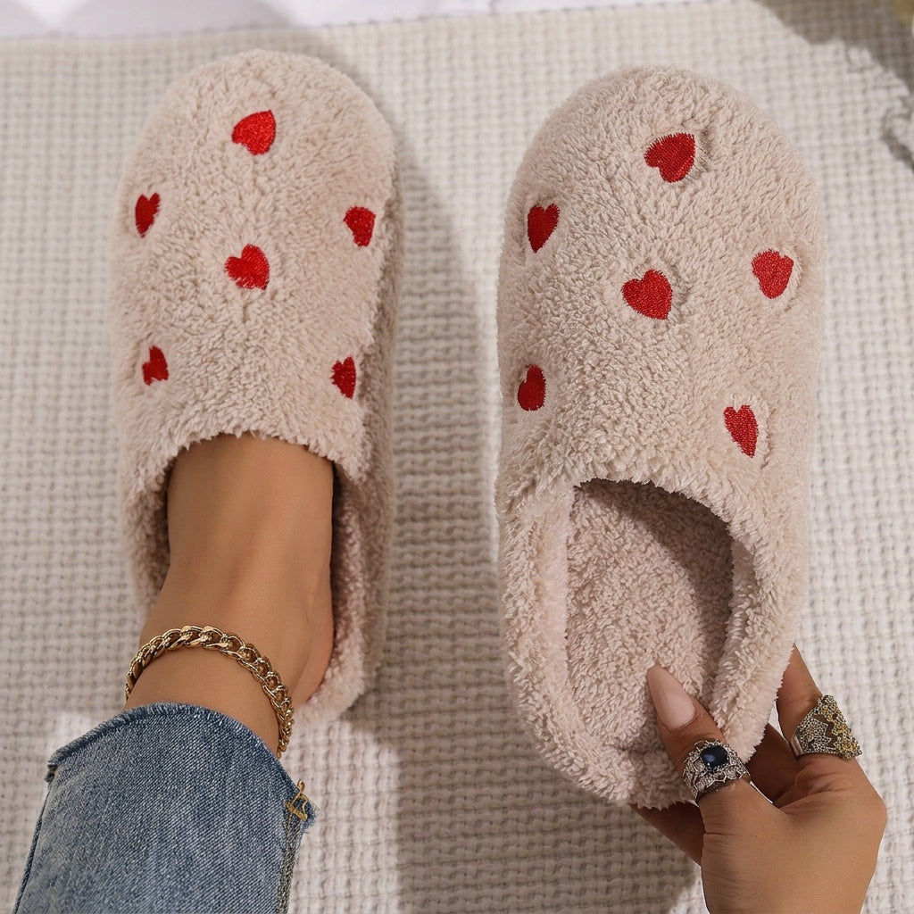 Soft-Soled Heart Warm Slippers - Noise-Free Slippers - Super Soft and Lightweight - Suitable for Use on Floors or Carpets, Women Shoes