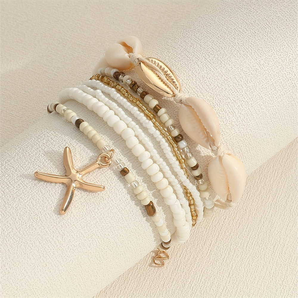 The Shell &amp; Bead Bracelet Set — 7pcs