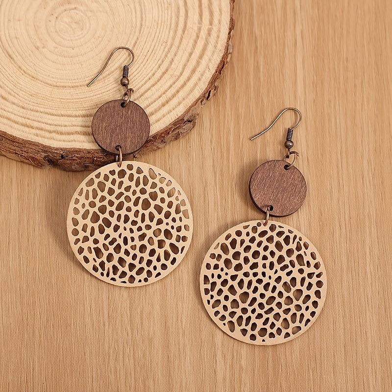 The Wooden Circle Drop Earrings