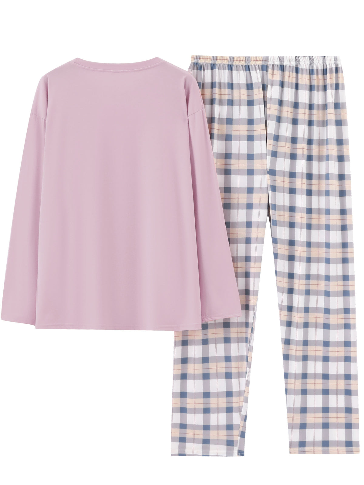 Spring and Autumn Casual Long Sleeve Pajama Set, Comfortable Home Wear Set, Plaid Pajama Set