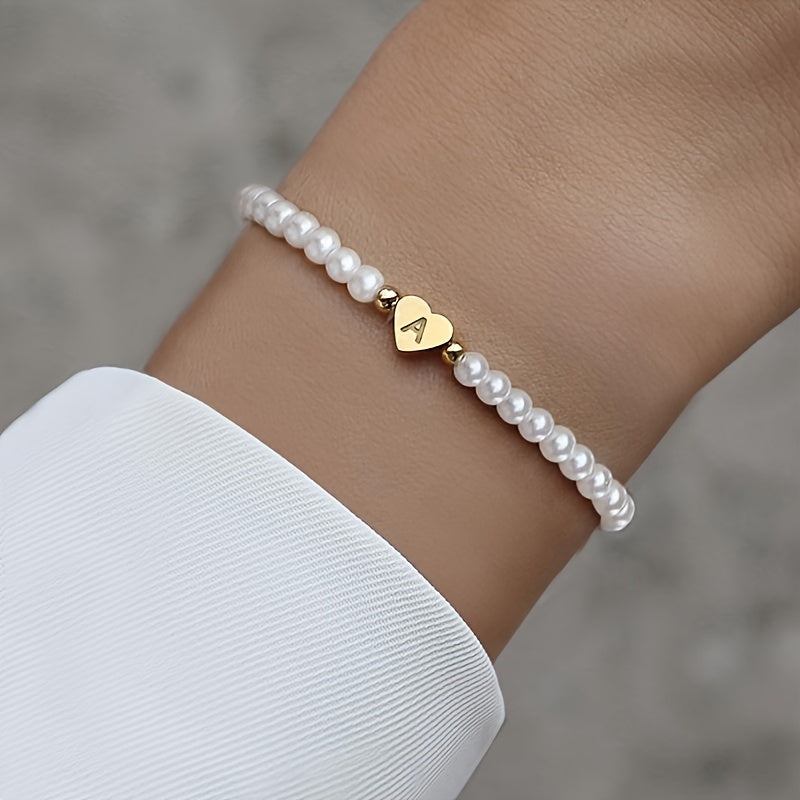 Classic A-Z Heart Initial Letter Bracelet