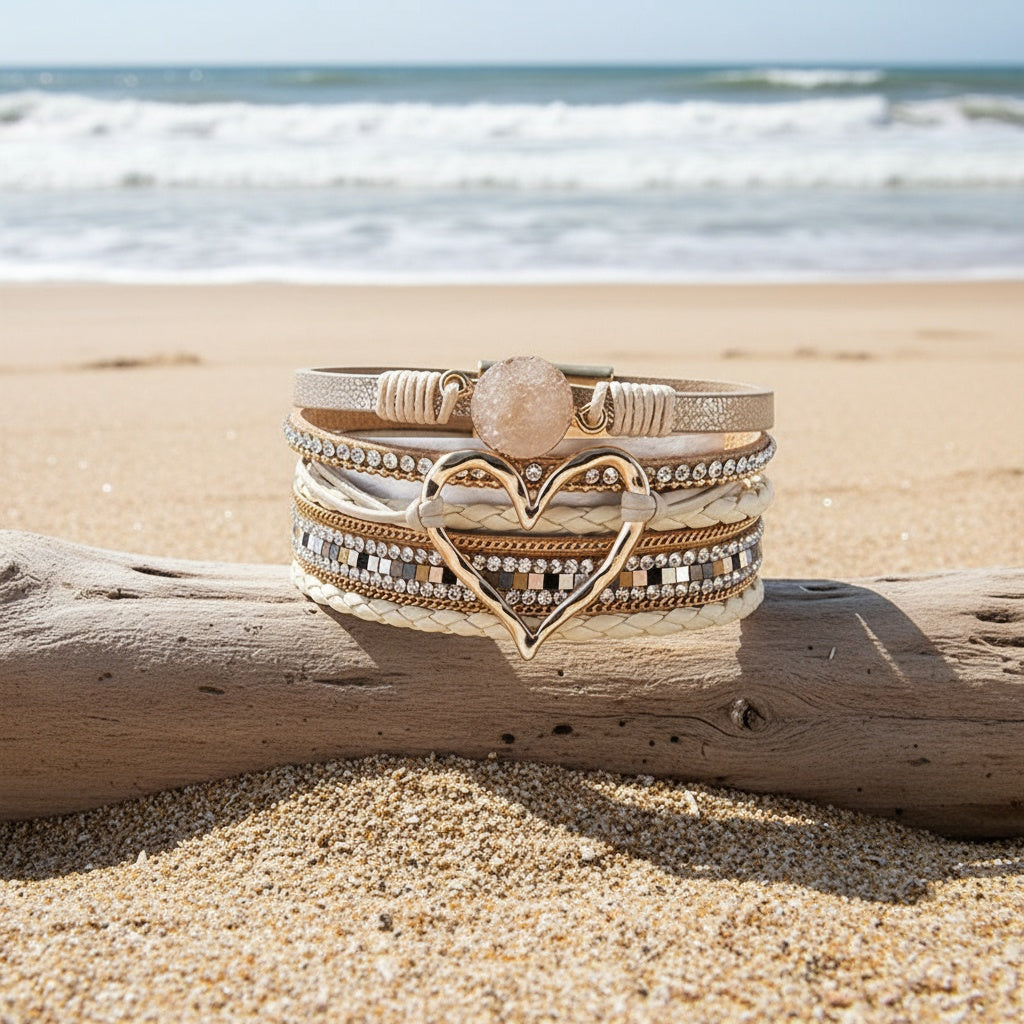 The Heart Stone Leather Wrap