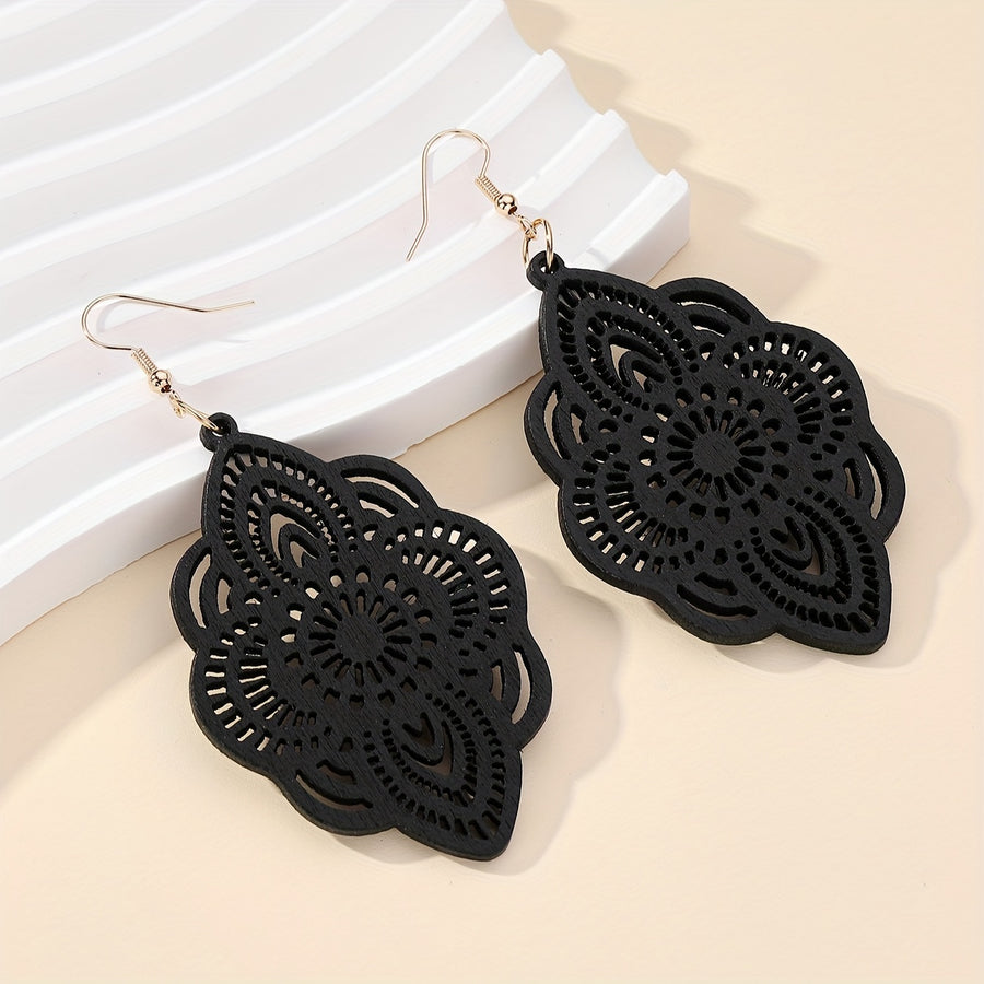 The Lace Wood Pendant Earrings
