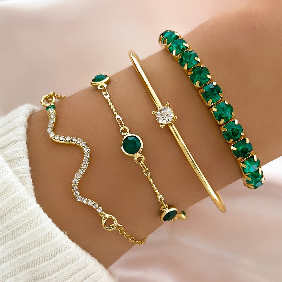 The Emerald Snake Bracelet Set — 4pcs