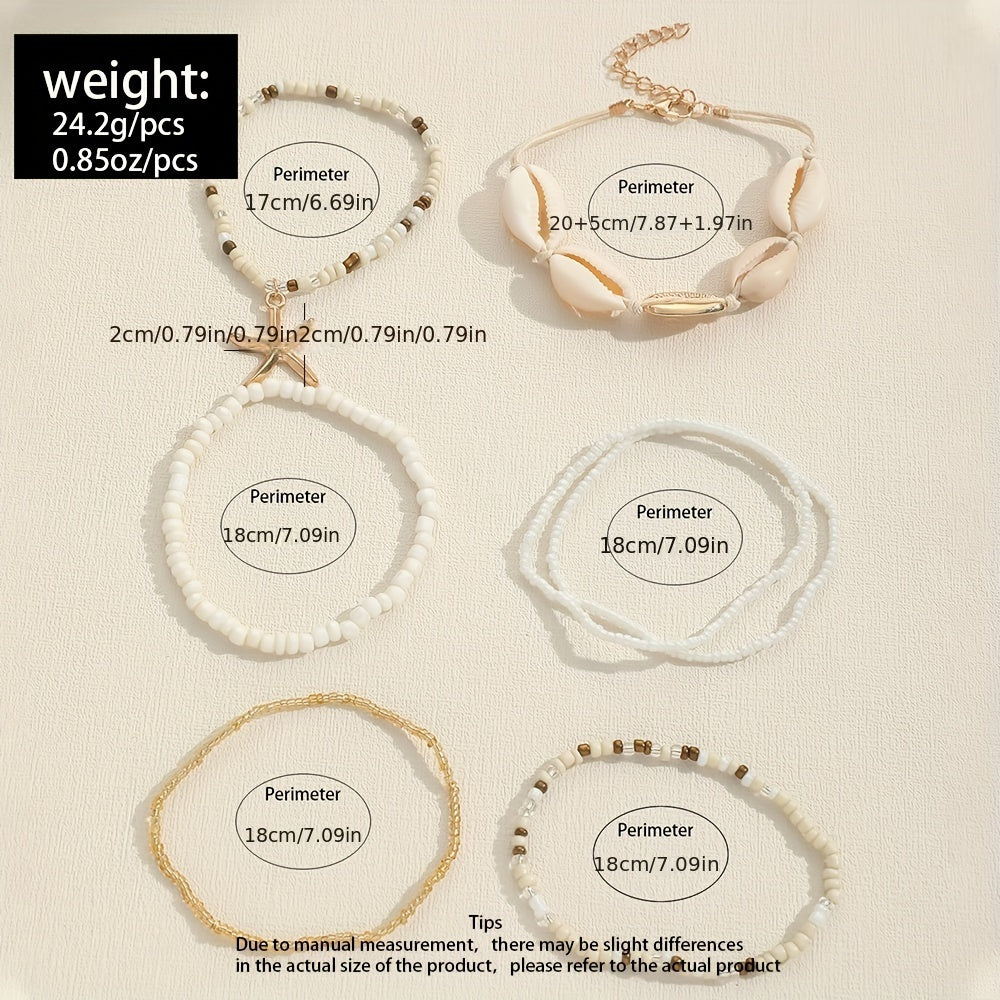 The Shell &amp; Bead Bracelet Set — 7pcs