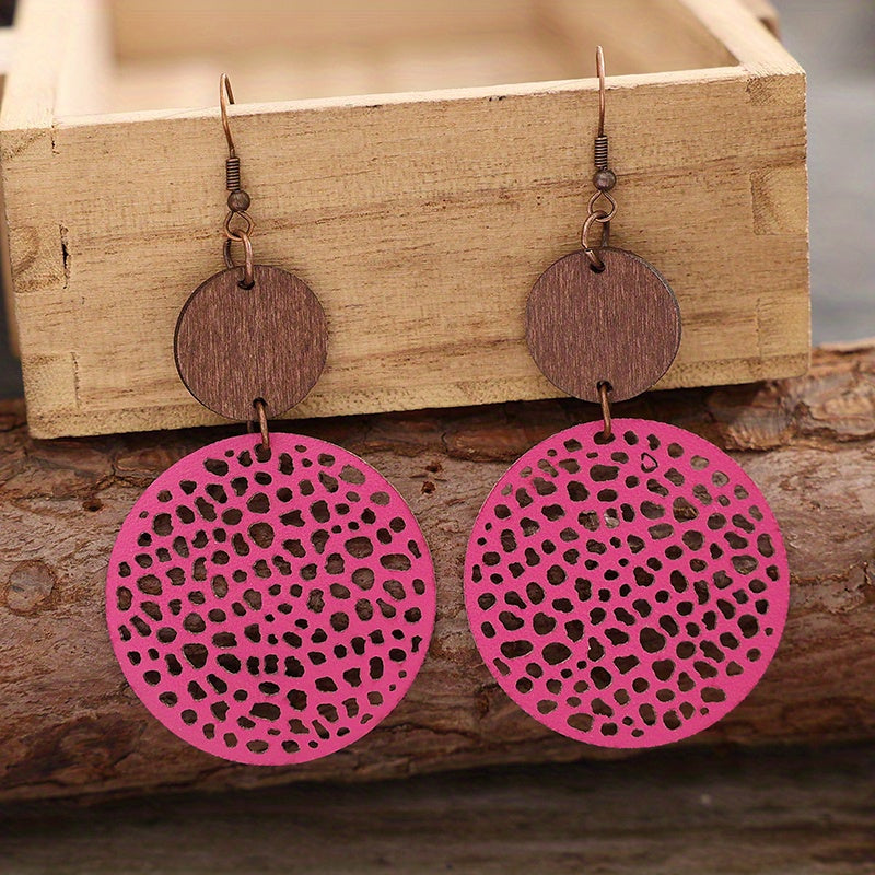 The Wooden Circle Drop Earrings