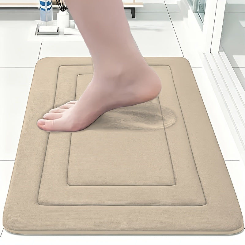 1pc Coral Fleece Bathroom Floor Mat Anti-Slip Pad - Anti-Slip, Quick Drying, Machine Washable - Perfect for Bathroom And Toilet Floors, with PVC Anti-Slip Bottom Lining