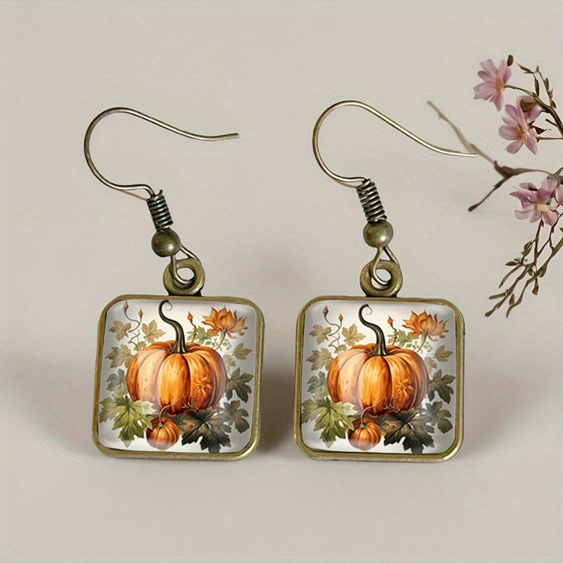 Pumpkin Glass Dangle Earrings