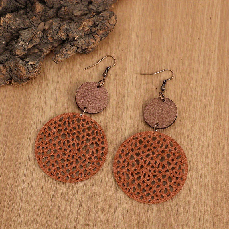 The Wooden Circle Drop Earrings