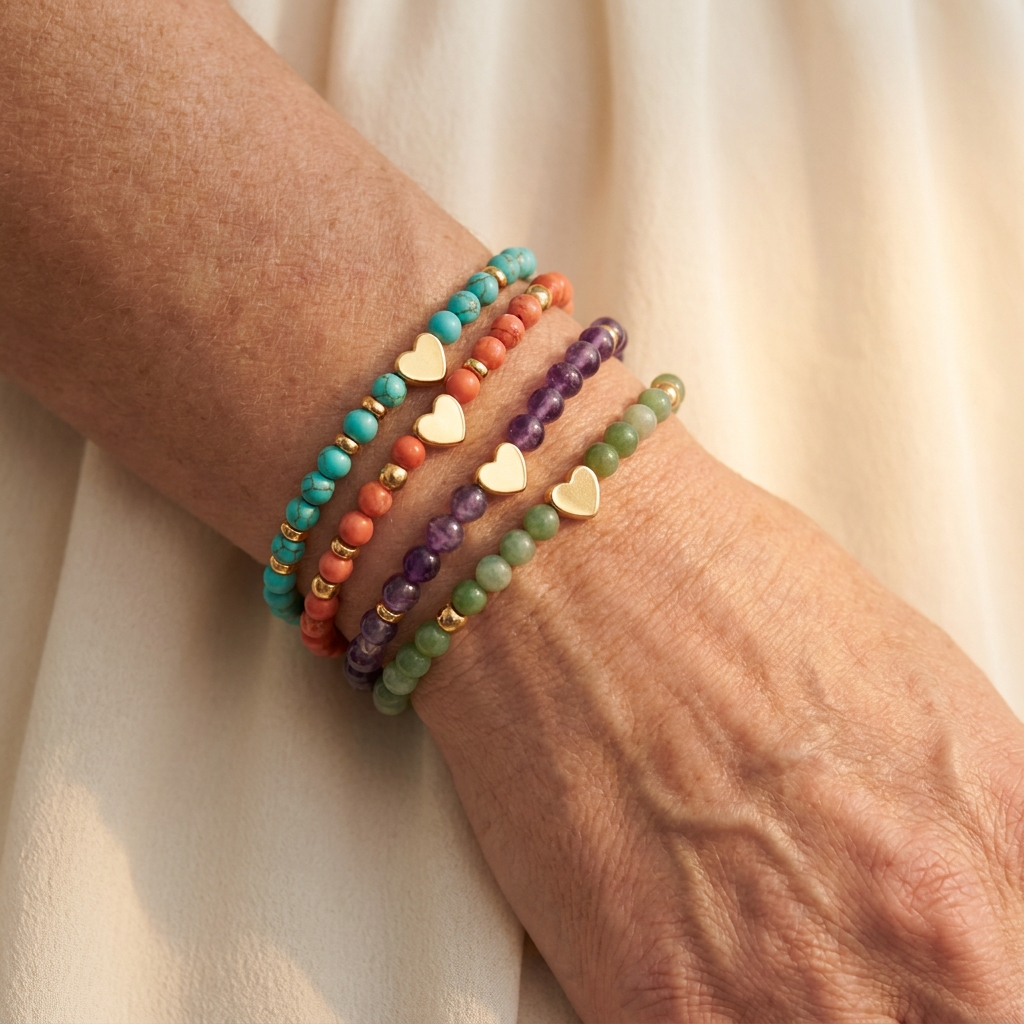 The Heart Bead Bracelet Set