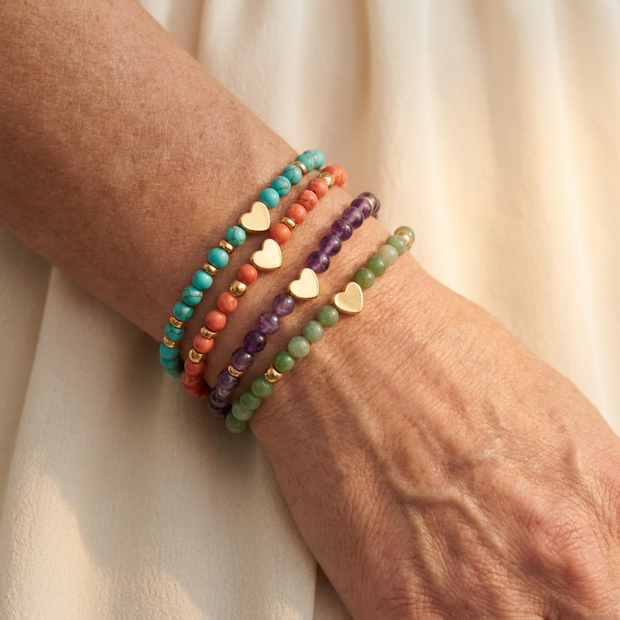 The Heart Bead Bracelet Set